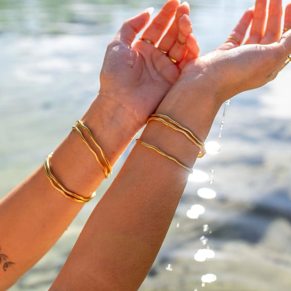 1 Piece Simple Stainless Steel Gold Color Bangle