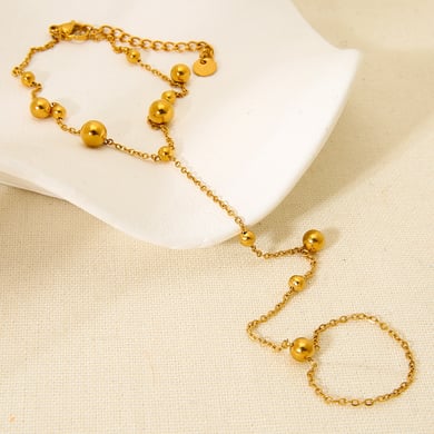 Pulsera de acero inoxidable color dorado con cierre de dedo. h5 Imagen3