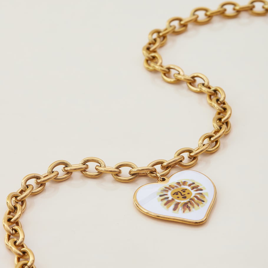 1 Piece Classic Series Paint Sun Stainless Steel Gold Color Women's Pendant Necklaces Picture8