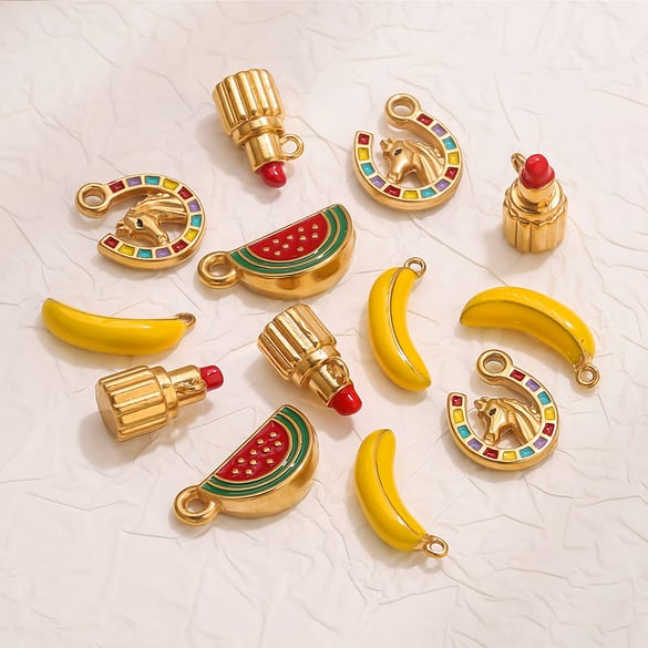 1 Piece DIY Natural Fruits Stainless Steel Women's Pendants