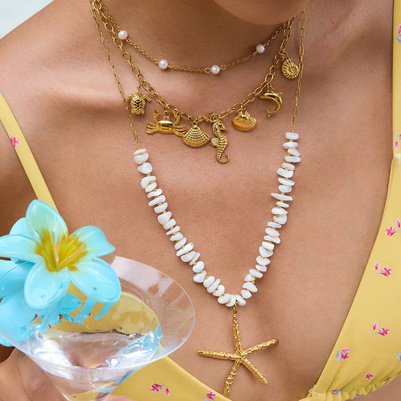 1 Piece Exaggerated Starfish Stainless Steel Gold Color Women's Pendant Necklaces