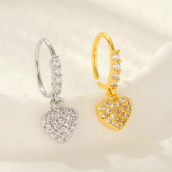 1 Piece Copper Gold Color Zircon  Nose Stud