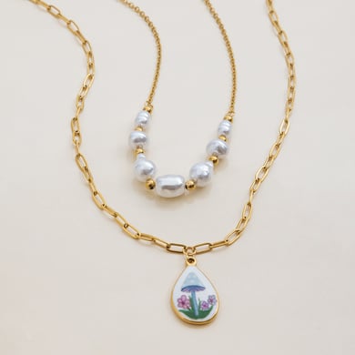 Collier avec pendentif goutte d&#39;eau en acier inoxydable doré pour femme, 1 pièce h5 Image8