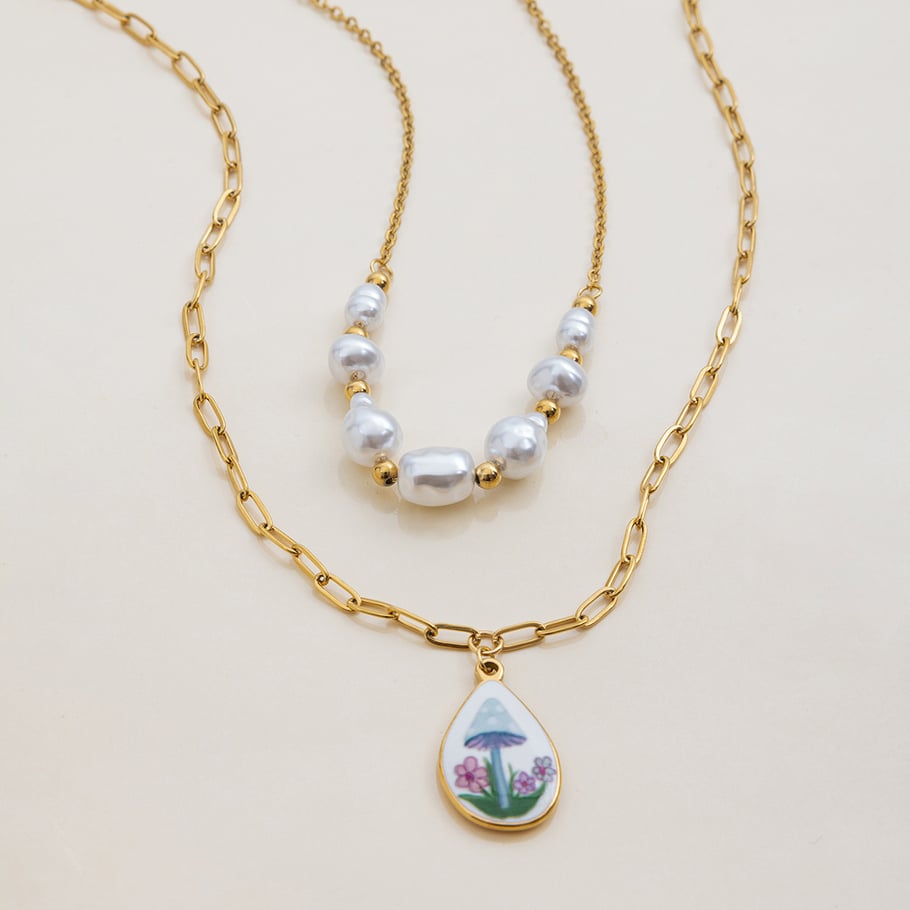 1 Piece Droplet Stainless Steel Gold Color Women's Pendant Necklaces h5Picture8