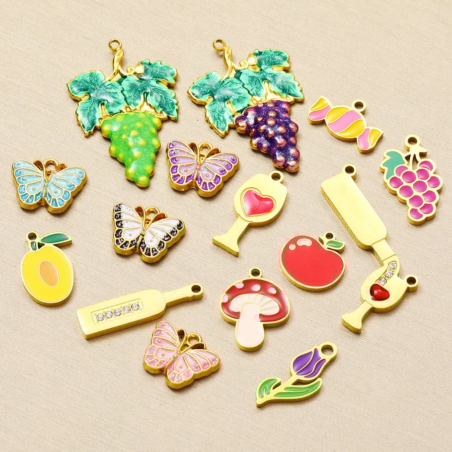 1 pieza de colgantes de acero inoxidable dorados con diseño de uva, serie romántica, para mujer. Imagen5