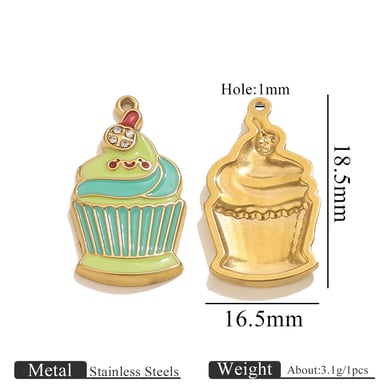 1 stuk grillige cupcake roestvrij staal goudkleurige dameshangers h5 