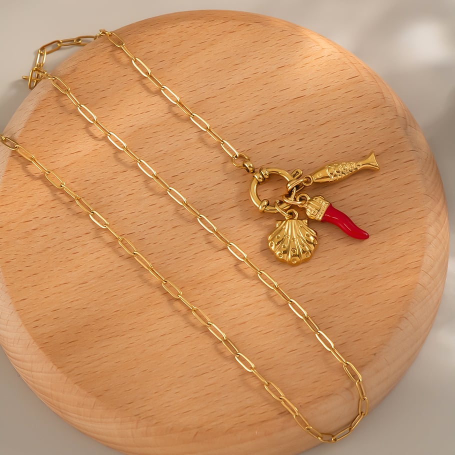 1 Piece Chill Charm Stainless Steel Gold Color Pendant Necklace Picture3