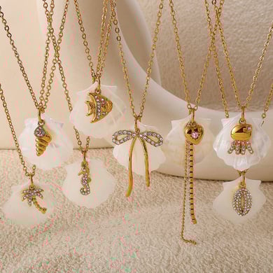 1 Piece Sea Shells Gold Color Pendant Necklace h5 Picture2