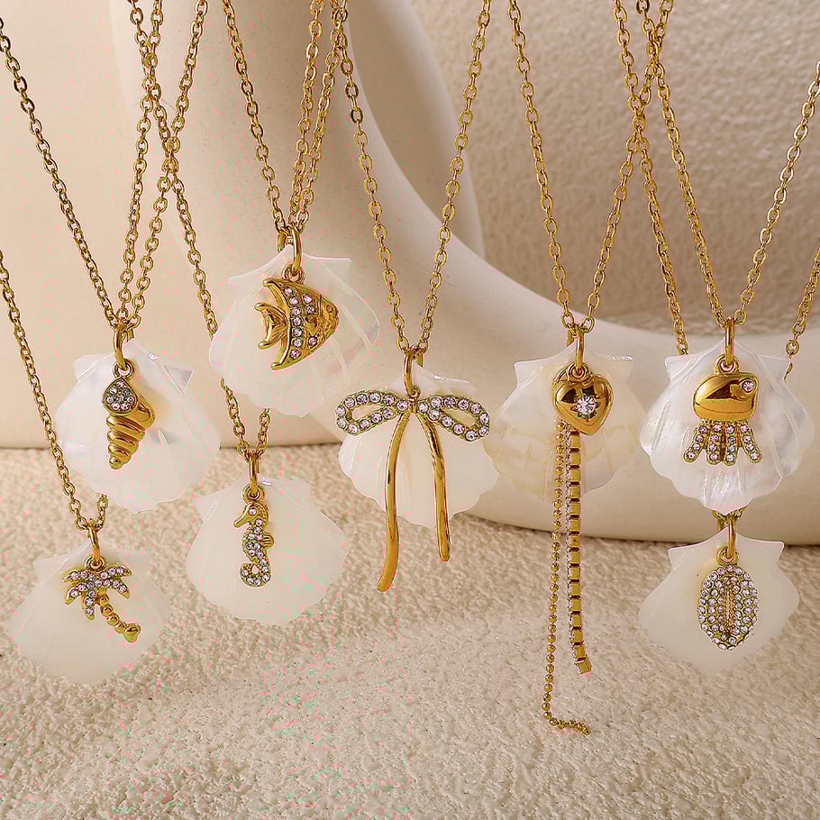 1 Piece Sea Shells Gold Color Pendant Necklace Picture2