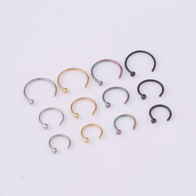 1 par de piercings para la nariz de acero inoxidable dorados con diseño geométrico simple para mujer h5 Imagen3