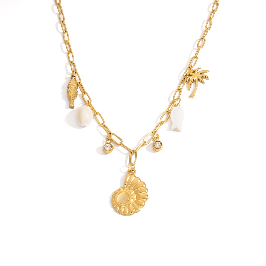 Collares colgantes de acero inoxidable con diseño de tortuga de vacaciones de lujo para mujer 
