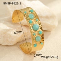 Pulsera de piedra de río azul cielo NMSB-B525-2 Imagen4