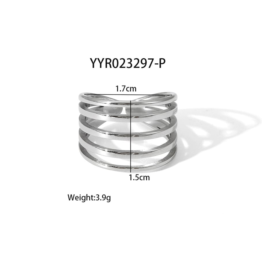 1 Piece Stainless Steel Gold Color Adjustable Ring 