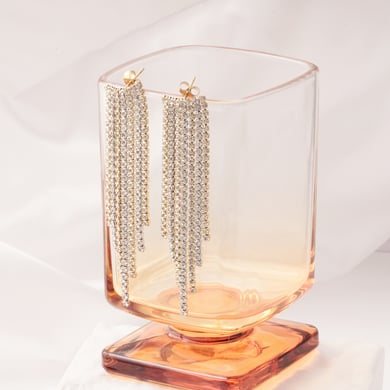 1 paire de boucles d&#39;oreilles pendantes classiques à pampilles en acier inoxydable couleur or pour femme, série luxueuse h5 Image4