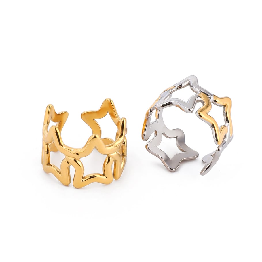1 Piece Classic Star Stainless Steel Gold Color Statement Rings h5Picture9