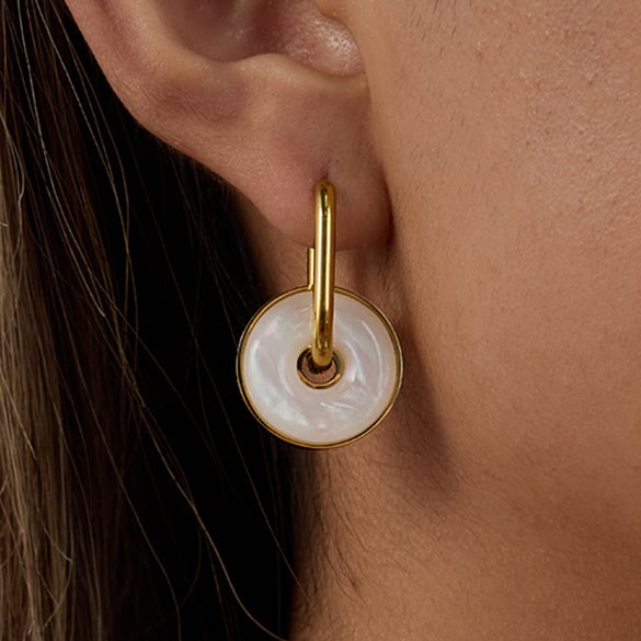 1 Pair Elegant Annular Stainless Steel Gold Color Women's Hoop Earrings 2