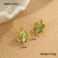 NMSE-J356-1 Yeşil kaplumbağa küpeleri 