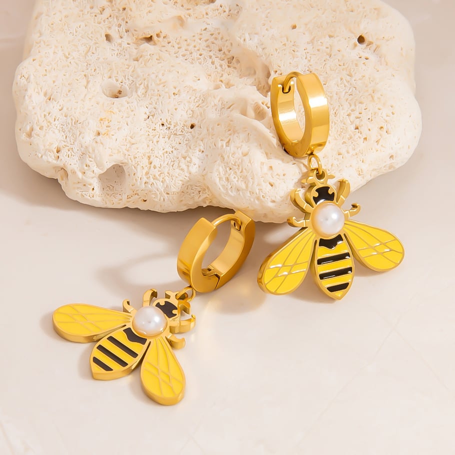 Pendientes geométricos de acero inoxidable color dorado para mujer Imagen5