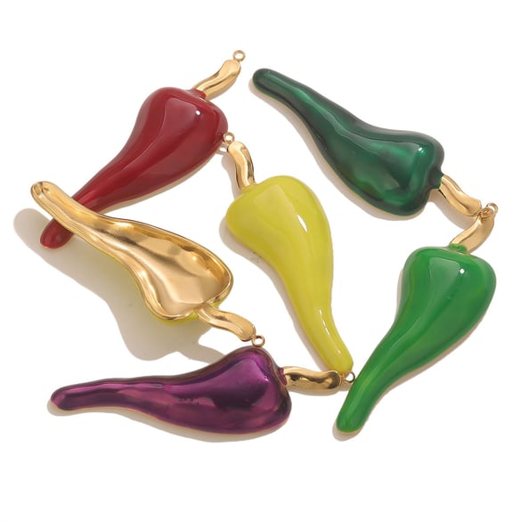 1 Piece DIY Pepper Stainless Steel Women's Pendants