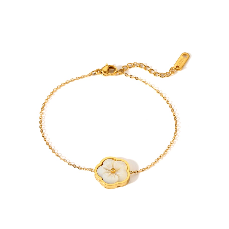 Daily Clover Stainless Steel Gold Color Shell Women's Chain Bracelets 