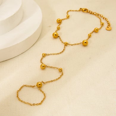 Pulsera de acero inoxidable color dorado con cierre de dedo. h5 Imagen2