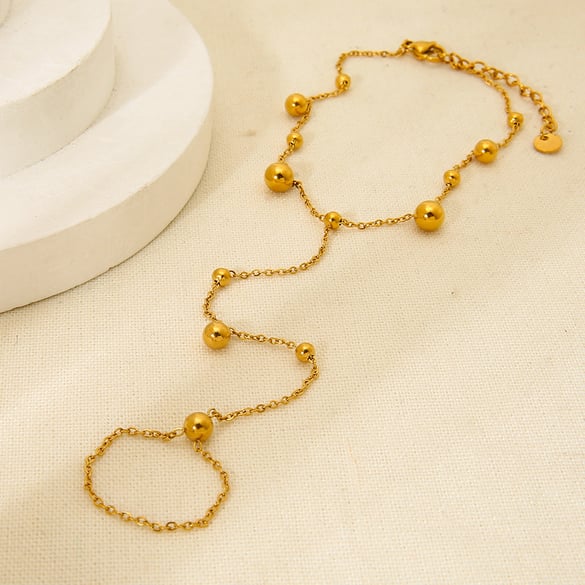 1 Piece Stainless Steel Gold Color Finger-connected Bracelet