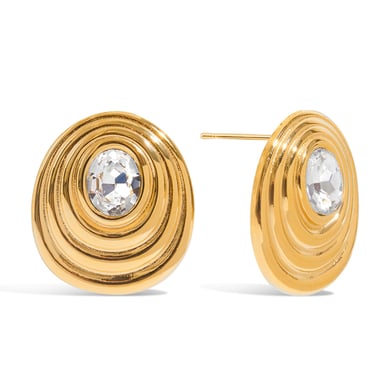 1 paire de boucles d&#39;oreilles à tige rétro spirale en acier inoxydable couleur or pour femme, série classique h5 