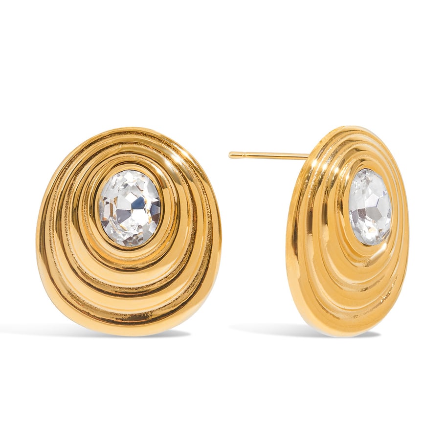 1 paire de boucles d&#39;oreilles à tige rétro spirale en acier inoxydable couleur or pour femme, série classique 