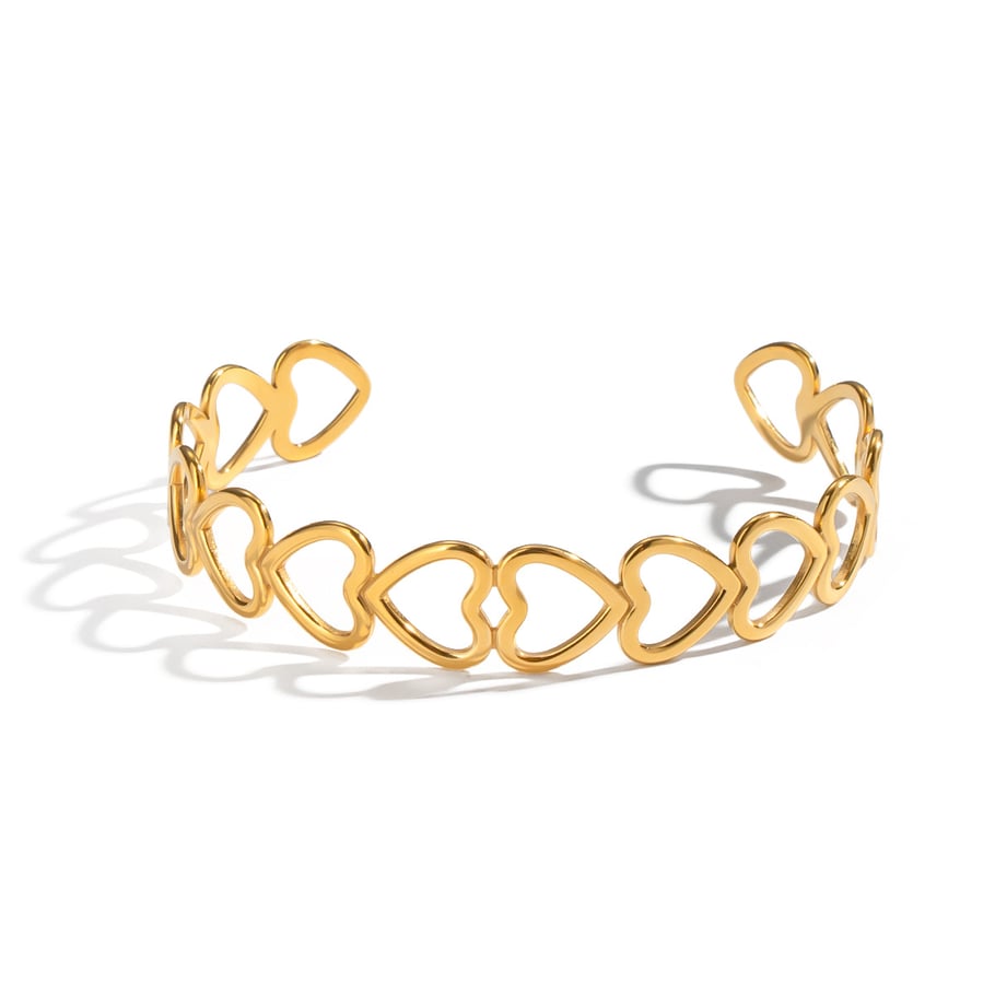 1 Piece Classic Heart Stainless Steel Gold Color Cuff Bracelet Picture5