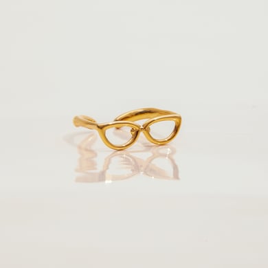 1 pièce de bagues de déclaration en acier inoxydable couleur or en forme de lunettes de personnalité h5 Image7