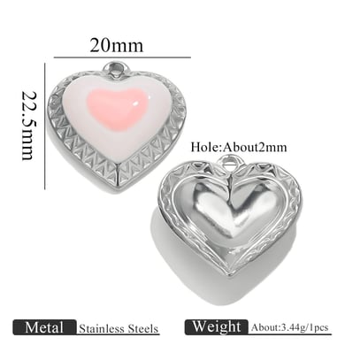 1 Piece DIY Colorful Heart Stainless Steel Women's Pendants h5 