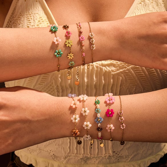 Süße Blume Edelstahl Gold Farbe frauen Kette Armbänder 2