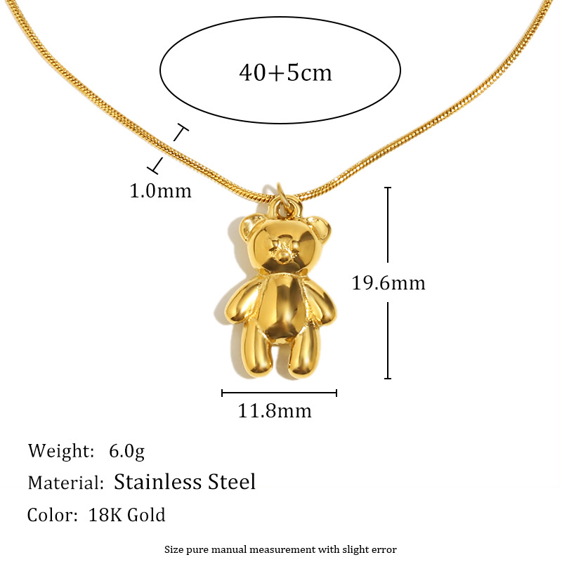 Solid-color Cute Bear Pendant  Women’Necklace Picture4