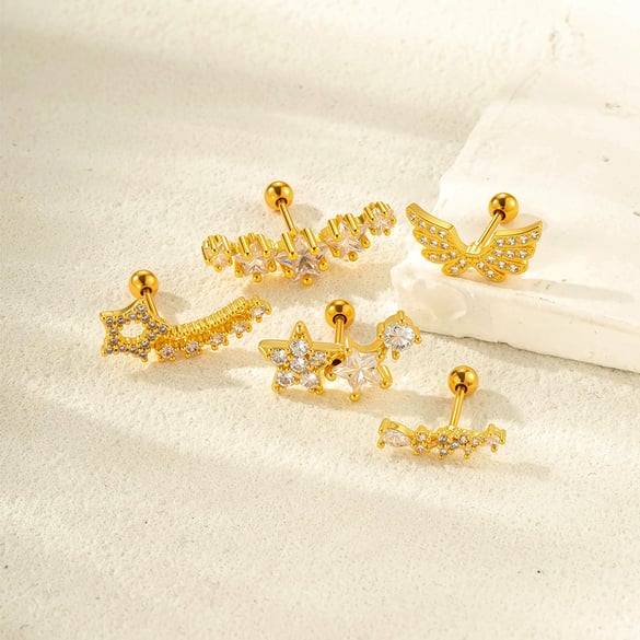 1 Stück Kupfer Zirkon Piercings Ohrring