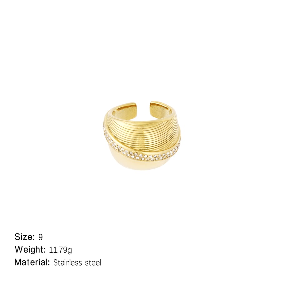 1 Stück Luxuriöse Serie Klassische geometrische Statement-Ringe aus Edelstahl in Goldfarbe Bild2