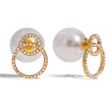 1 Pair Delicate Circle Stainless Steel Gold Color Women's Stud Earrings h5 