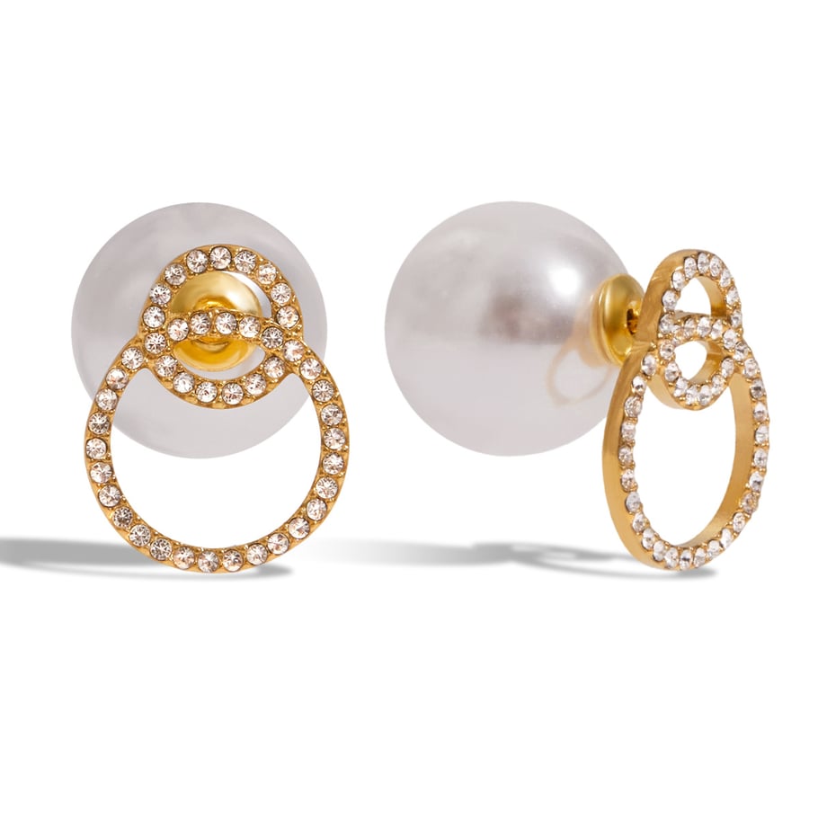 1 Pair Delicate Circle Stainless Steel Gold Color Women's Stud Earrings 