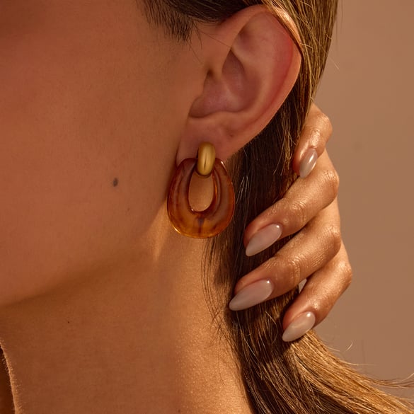 Simple Series Daily Stainless Steel Gold Color Women's Drop Earrings