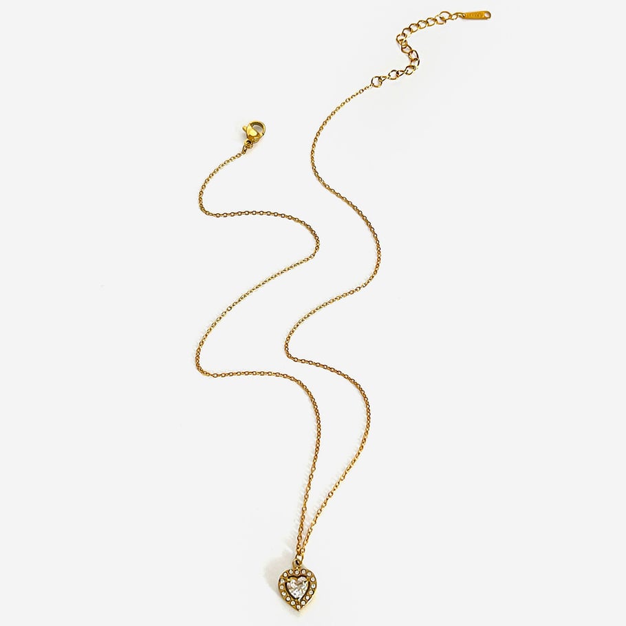 1 Piece Heart Stainless Steel Gold Color Pendant Necklace
