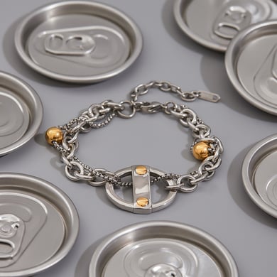 1 Stück moderne geometrische Edelstahl-Halsketten mit Anhänger in Goldfarbe für Damen h5 Bild6