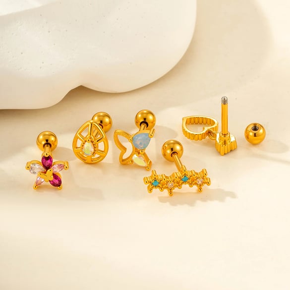 1 Piece Droplet Copper Zircon Women's Piercing Earrings