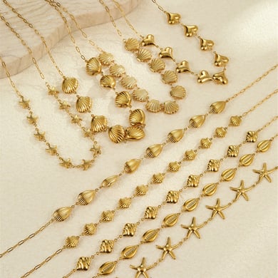 1 Pair Romantic Series Stainless Steel   Gold Color  Women's Pendant Necklaces h5 Picture2