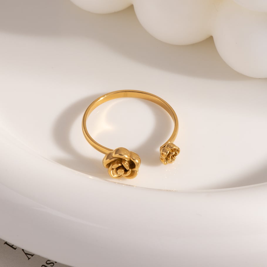 Bague minimaliste en acier inoxydable couleur or Sweet Rose, 1 pièce Image3