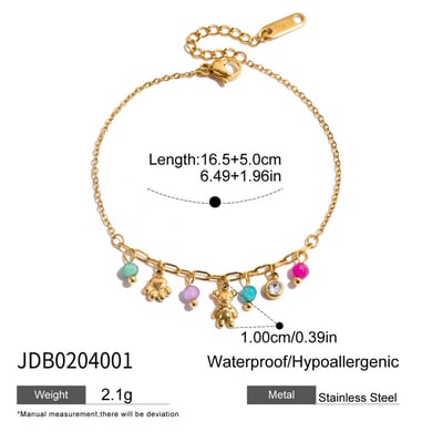 1 Piece Colorful Series Elegant Flower Stainless Steel Gold Color Women's Charm Bracelets h5 Picture2
