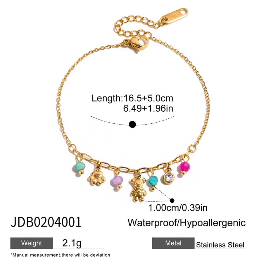 1 Piece Colorful Series Elegant Flower Stainless Steel Gold Color Women's Charm Bracelets Picture2