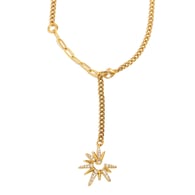 Eight-pointed star tassel pendant necklace-gold 