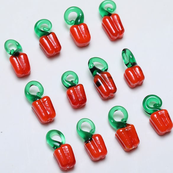 1 Piece Simple Series Cute Plant Glass Jewelry Beads