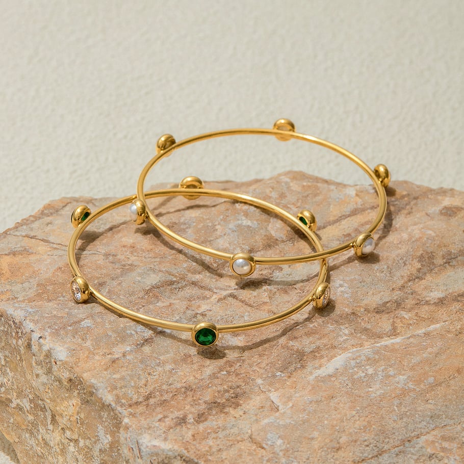 1 Piece Classic Series Retro Geometric Stainless Steel Gold Color Women's Bangles Picture2