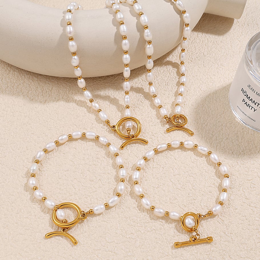 1 Piece Gold Color Pearl Beaded Necklace Picture2