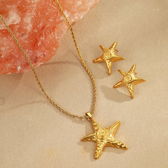 Colliers à pendentif en acier inoxydable doré pour femme Vacation Star